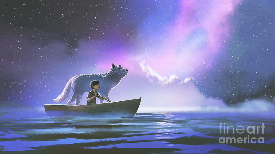 Fantasy Painting - Travelling with my friend by Tithi Luadthong