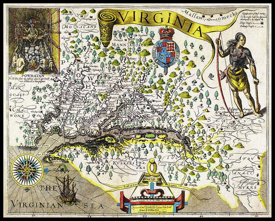 Virginia Map Photograph - Travels through Virginia Historical Map 1618 by Carol Japp