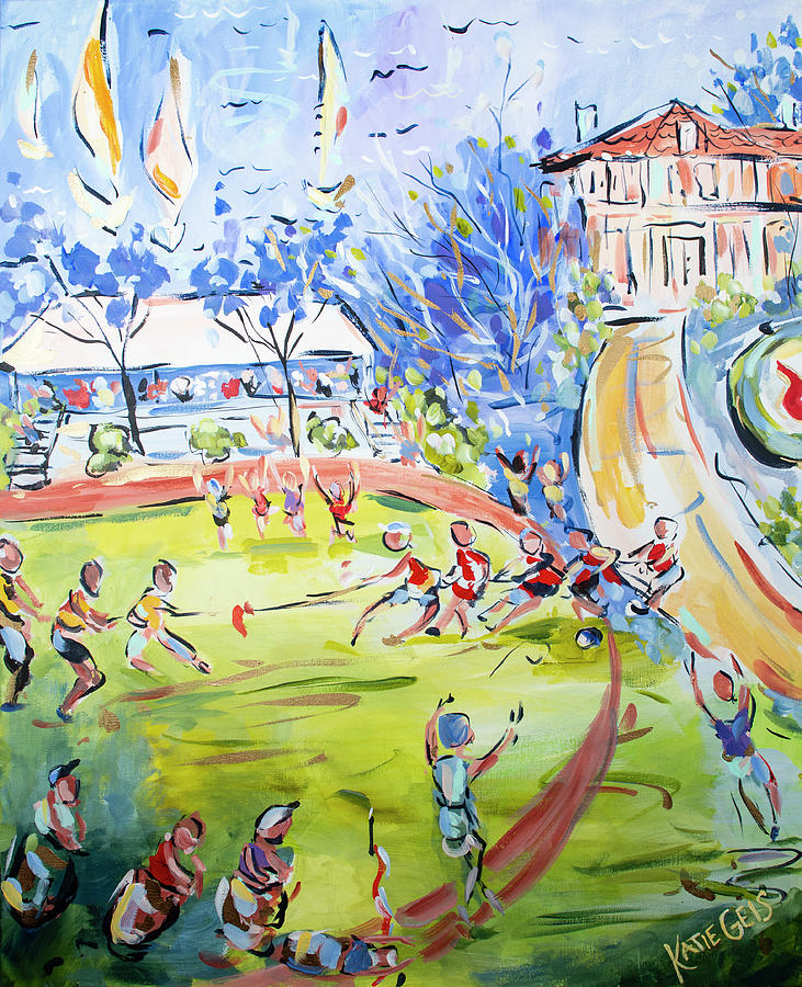 Sports Painting - Travers Island Tug of War by Katie Geis