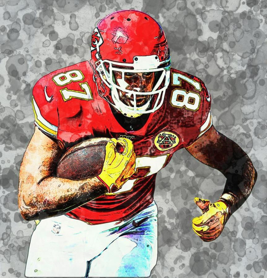 Travis Kelce Chiefs TE Digital Art by Bob Smerecki