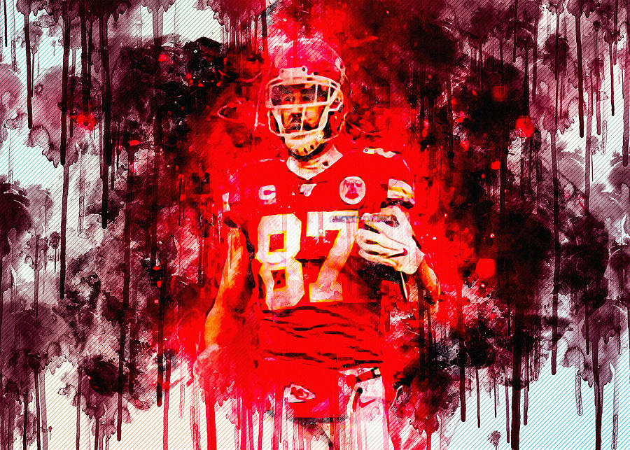 Travis Kelce Tight End Kansas City Chiefs American Football Painting by ...