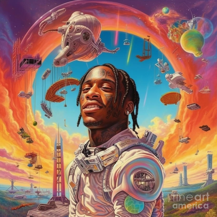 travis scott astroworld vibrant by Asar Studios Painting by Celestial ...