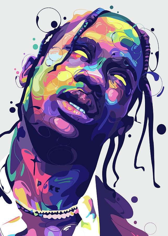 Travis Scott Illustration Portrait Colorful Digital Art by Triyas Nur ...