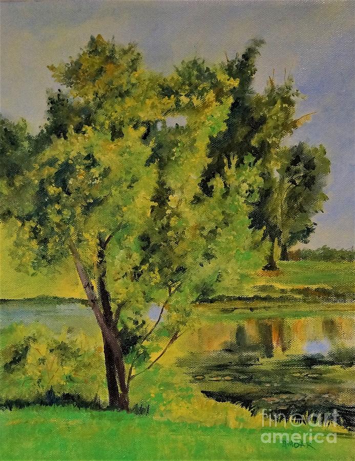 Tree at Millennium Garden in August Painting by Barbara Moak
