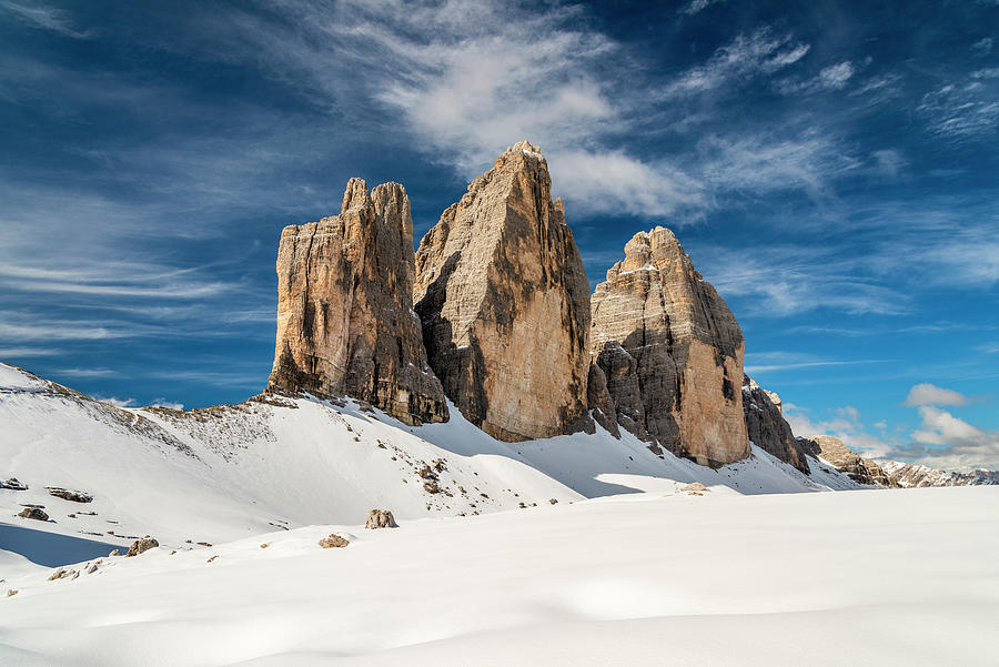 Tre Cime Di Lavaredo Or Drei ZInnen Peaks, Dolomites, South Tyro ...