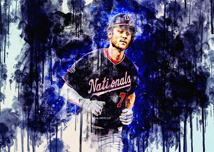 Trea Turner Mlb Washington Nationals Shortstop Painting by Sissy ANGELASTRO