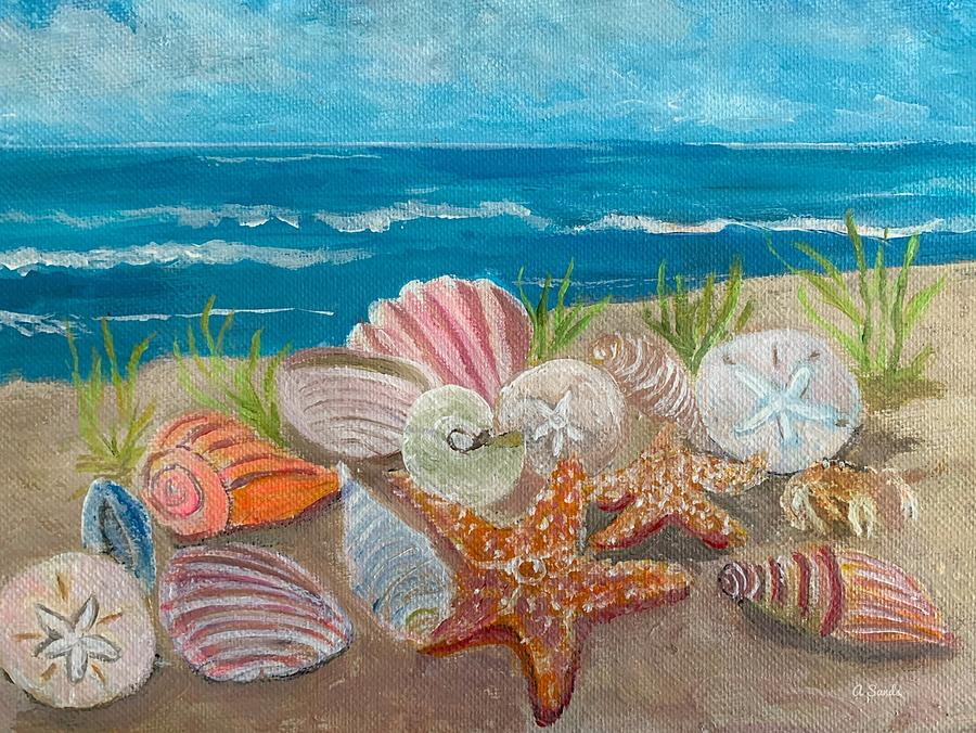 Treasures on the Beach Painting by Anne Sands