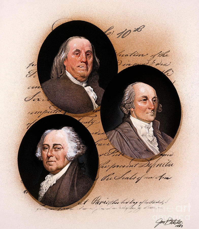 The Treaty of Paris - American Signers - Franklin, Adams, Jay Painting by Jim Butcher