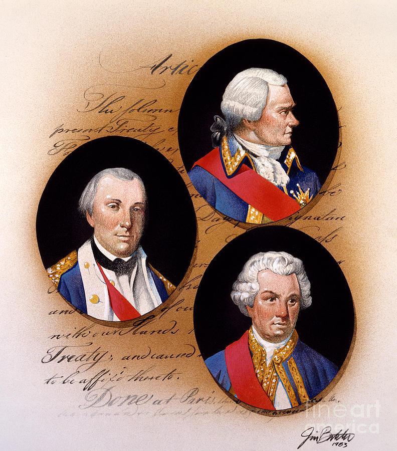 The Treaty of Paris - French Signers - Lafayette, de Grasse and Rochambeau Painting by Jim Butcher