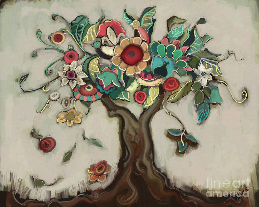Flower Painting - Tree and Plenty by Carrie Joy Byrnes