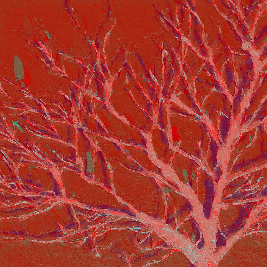 Tree Art Red Painting by Bonnie Bruno