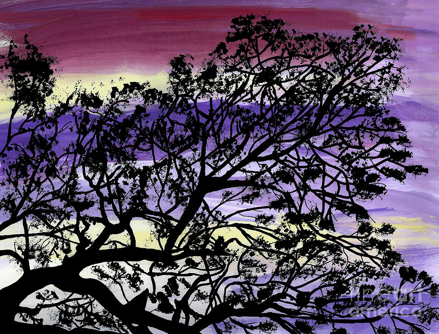 Tree At Sunset Painting by D Hackett