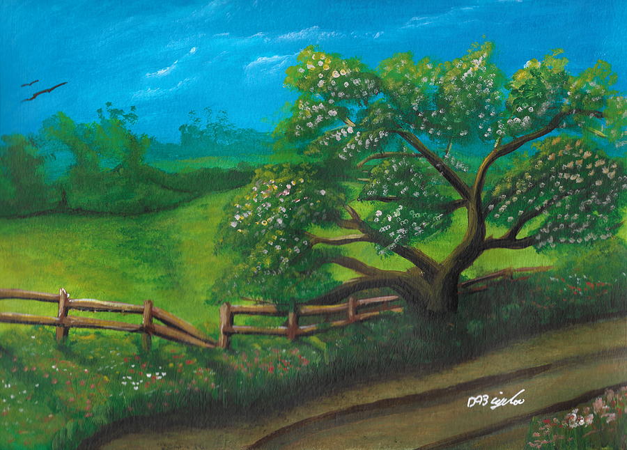 Tree by lane Painting by David Bigelow