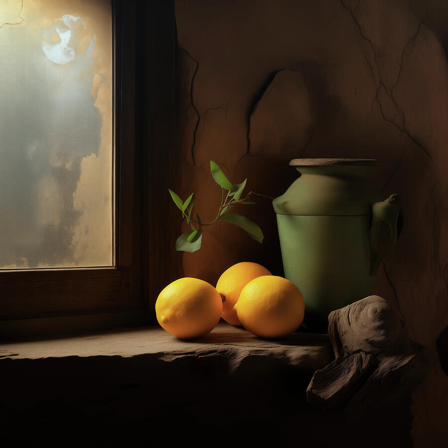 Tree Fresh Lemons on Slate Digital Art by Yo Pedro