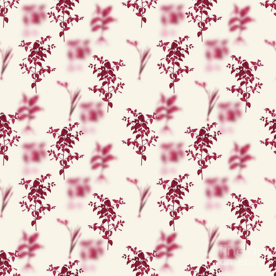 Tree Fuchsia Botanical Seamless Pattern In Viva Magenta N.1199 Mixed Media