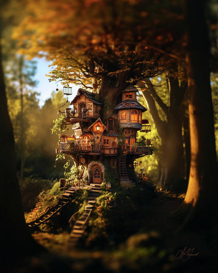 Tree House 2 Digital Art by Lori Grimmett