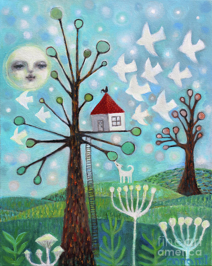 Tree house Painting by Manami Lingerfelt