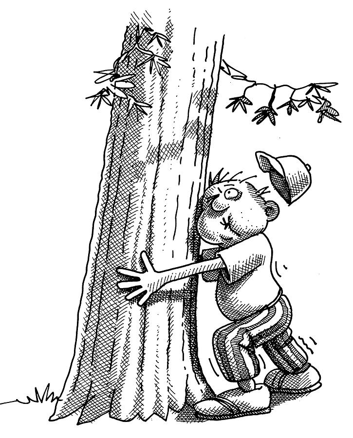 Tree Hugger Drawing by Dan Nelson Pixels