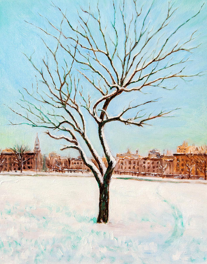 Tree In The Snow Painting by Chandle Lee