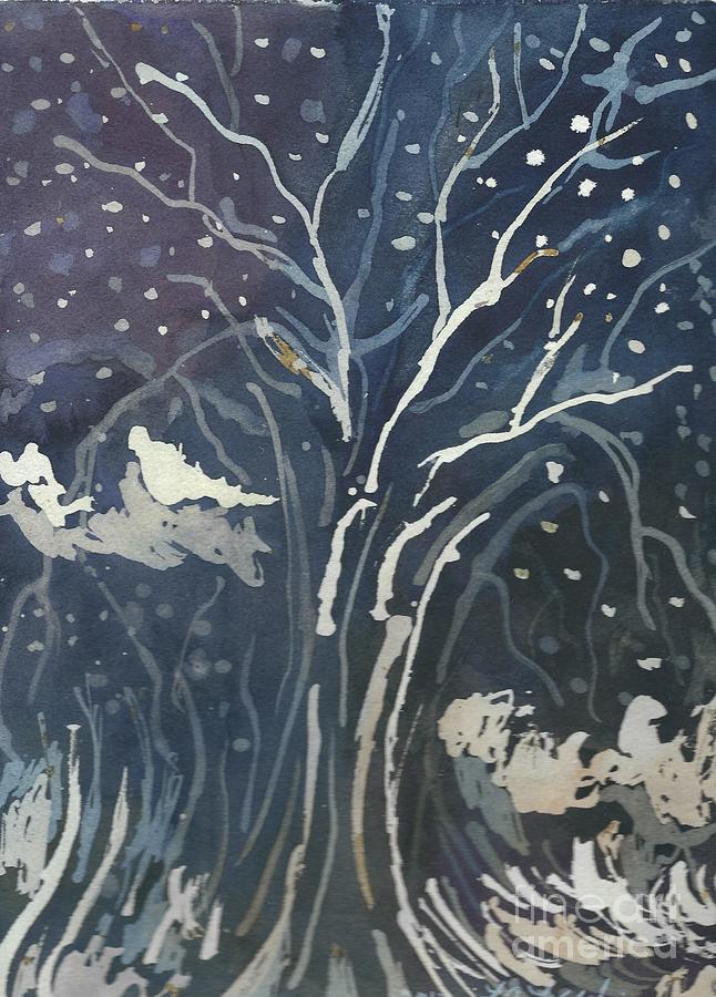 Tree in Winter Painting by L A Feldstein