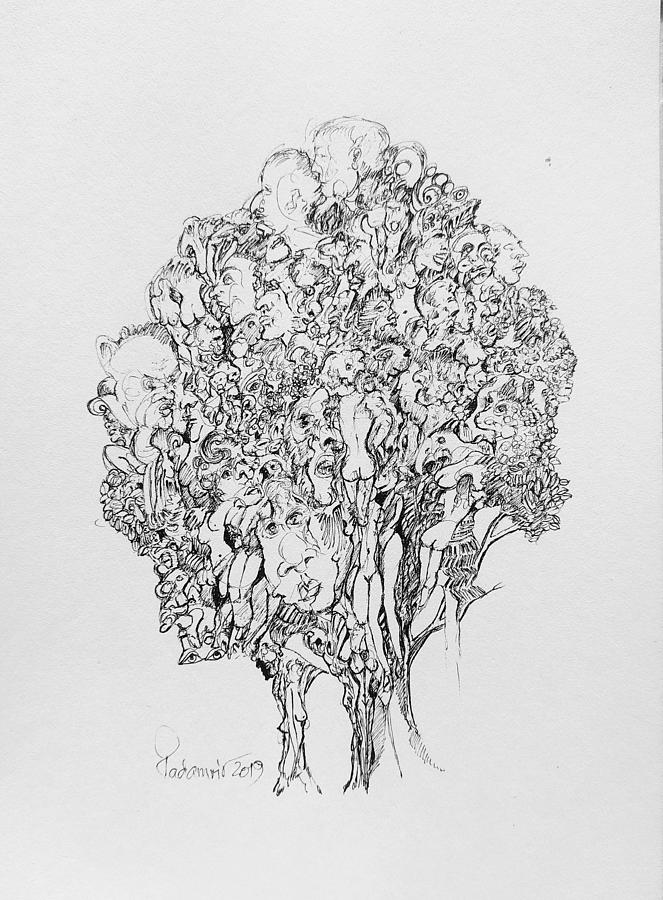 Tree of Human Clutter Drawing by Padamvir Singh