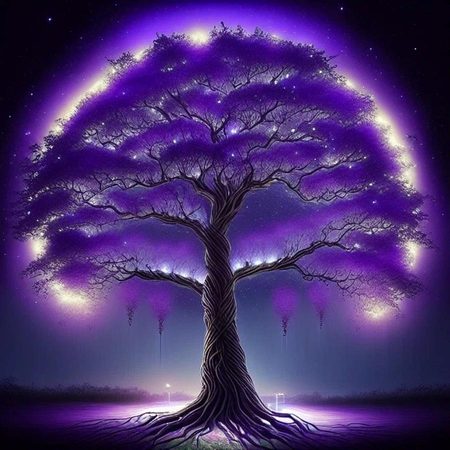 Tree of Life at Night, Wisteria Photograph by Billy Beck