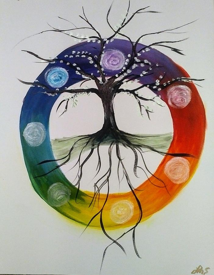 Tree of Life Chakras Painting by Lynne McQueen
