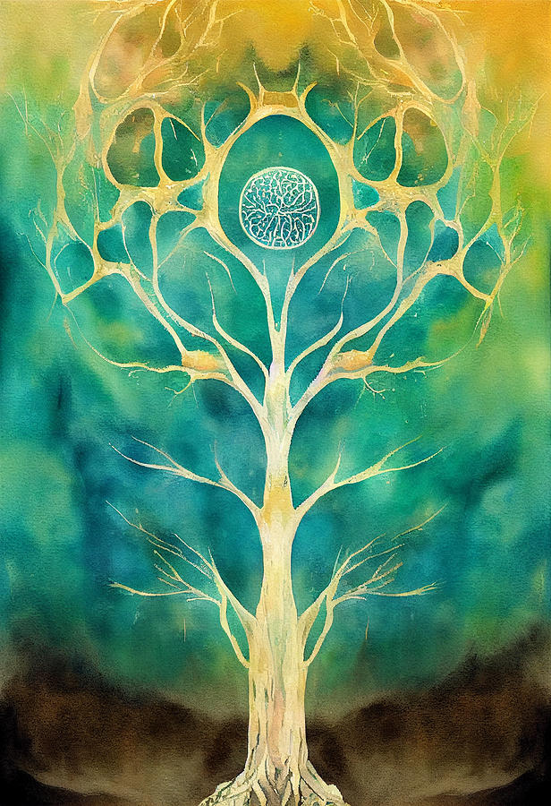 Tree  Of  Life  Figure  In  Abstract  Form  Extremely    E06455564593  5645563fb  64553e  043a02  00 Painting