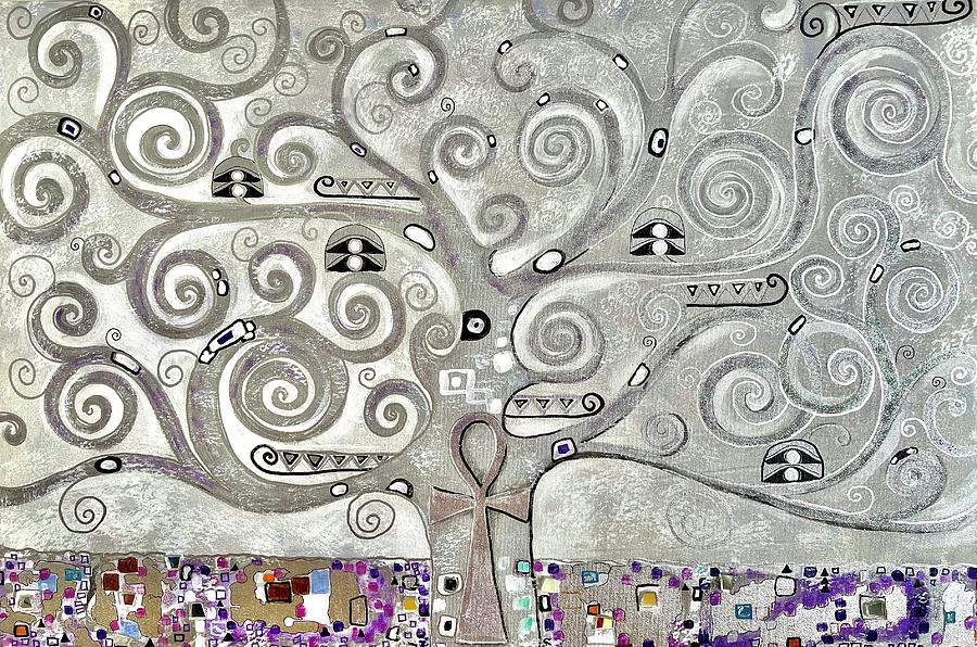 Tree Of Life Hand Painted Inspired By Gustav Klimt Mixed Media By   Tree Of Life Hand Painted Inspired By Gustav Klimt Natalya Simonova 