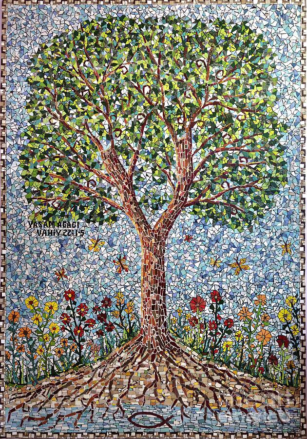 Tree of Life Mosaic  Mixed Media by Lou Ann Bagnall
