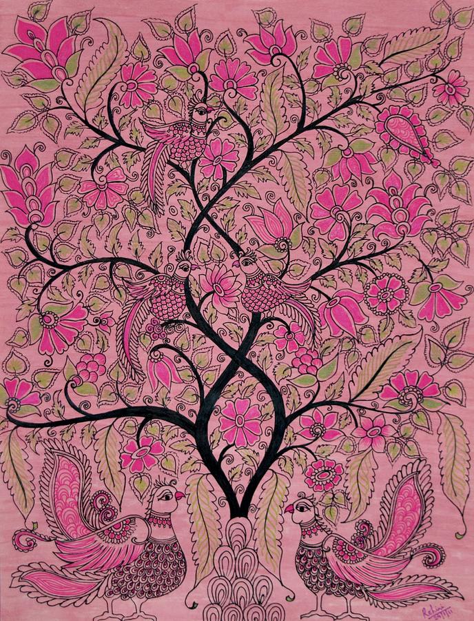 Tree of Life - Rose Pink Painting by Bnte Creations