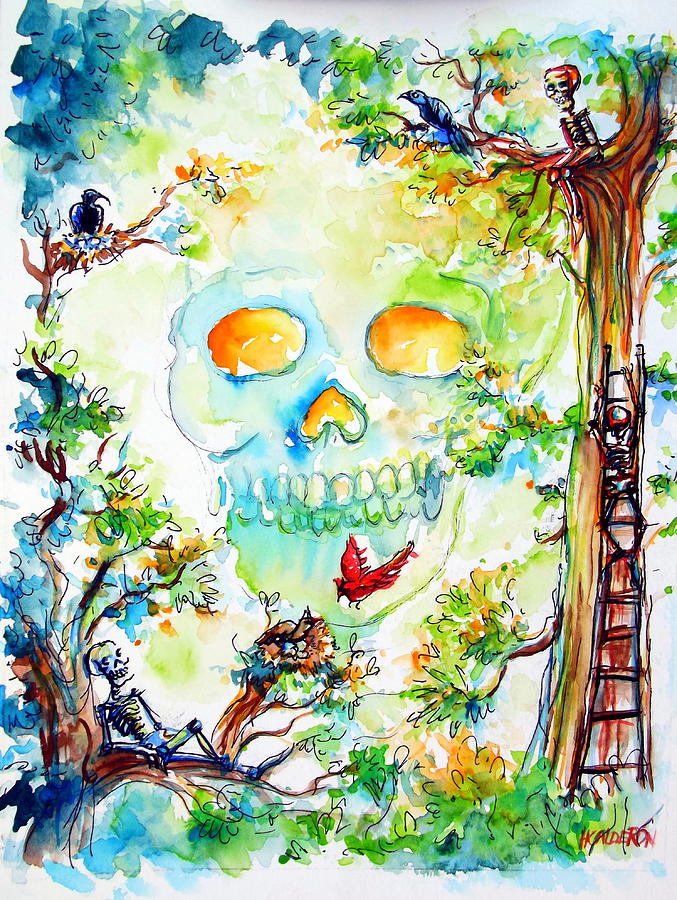 Tree of Life Skull Painting by Heather Calderon