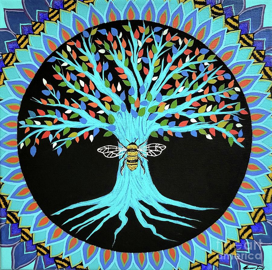 Tree of Life with Honeybee  Painting by Jean Fry