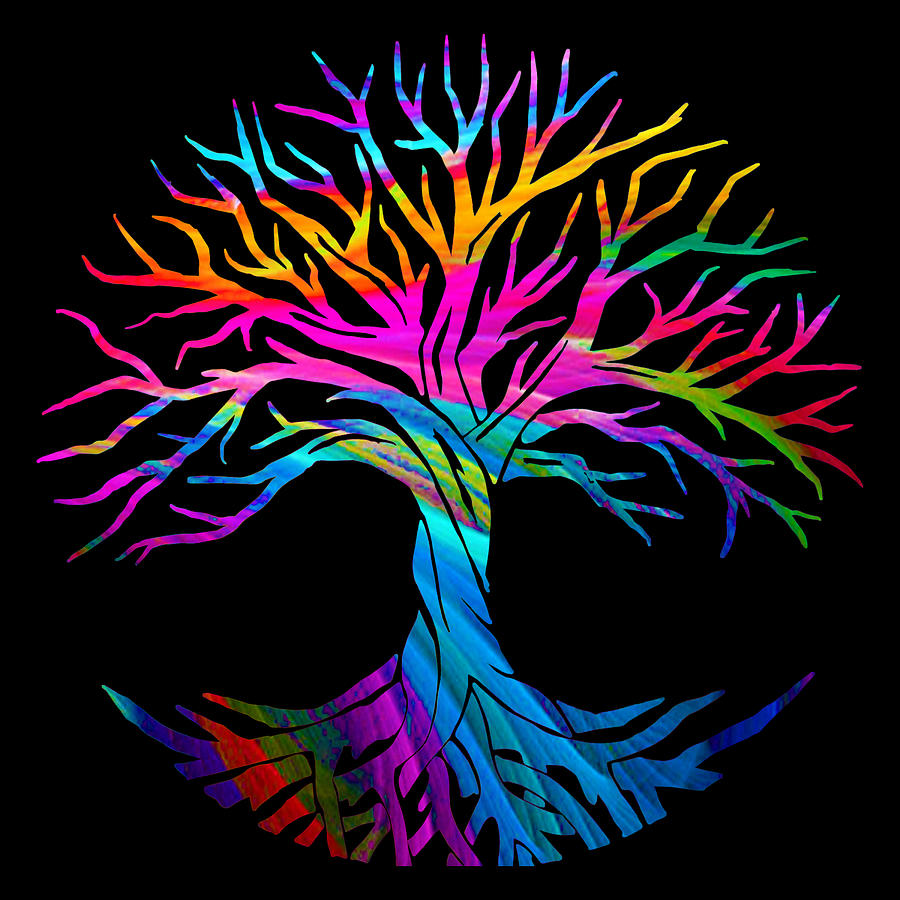 Tree of Life Yoga Zen Meditation Colorful Painting by Tony Rubino