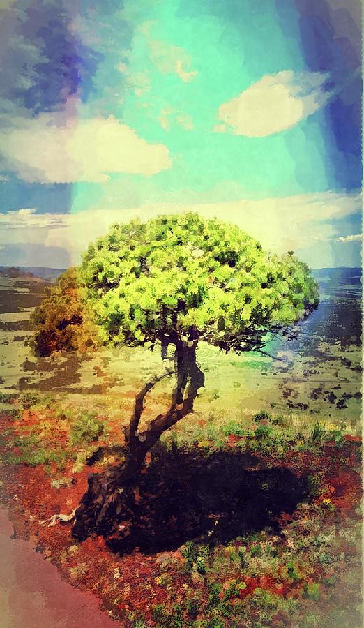 Tree On A Hill Digital Art by Ally White