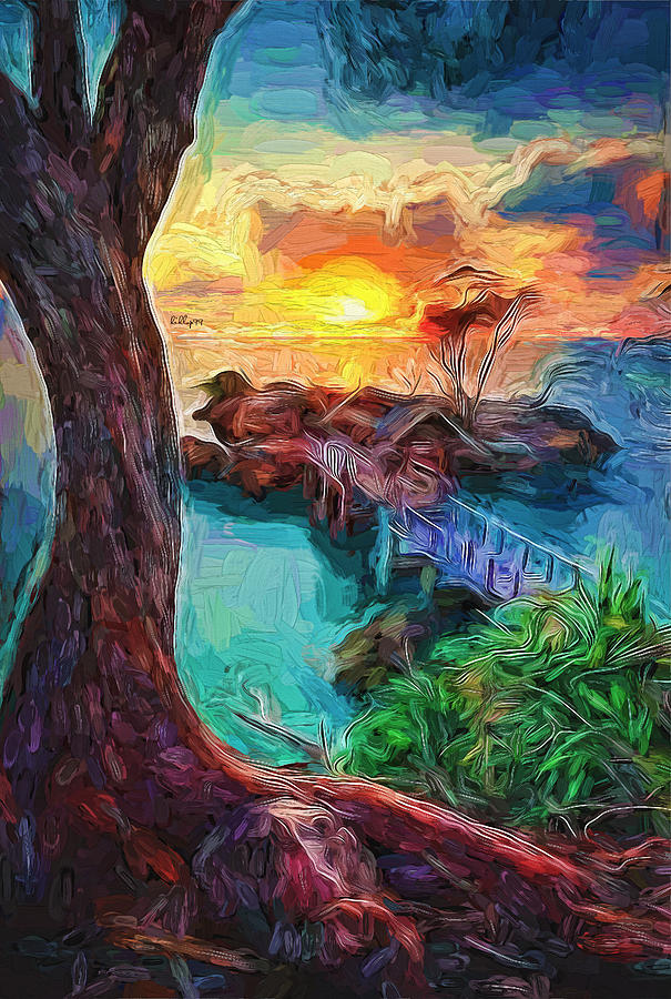 Tree On Sunset Painting