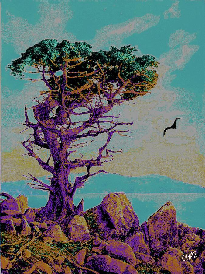 Tree On The Rocks Painting by CHAZ Daugherty