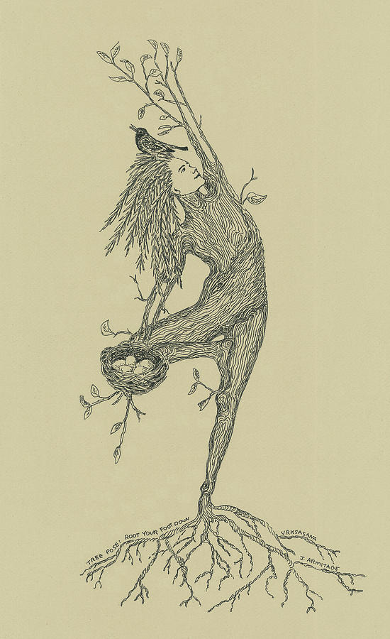 Egg Drawing - Tree Pose by Jenny Armitage