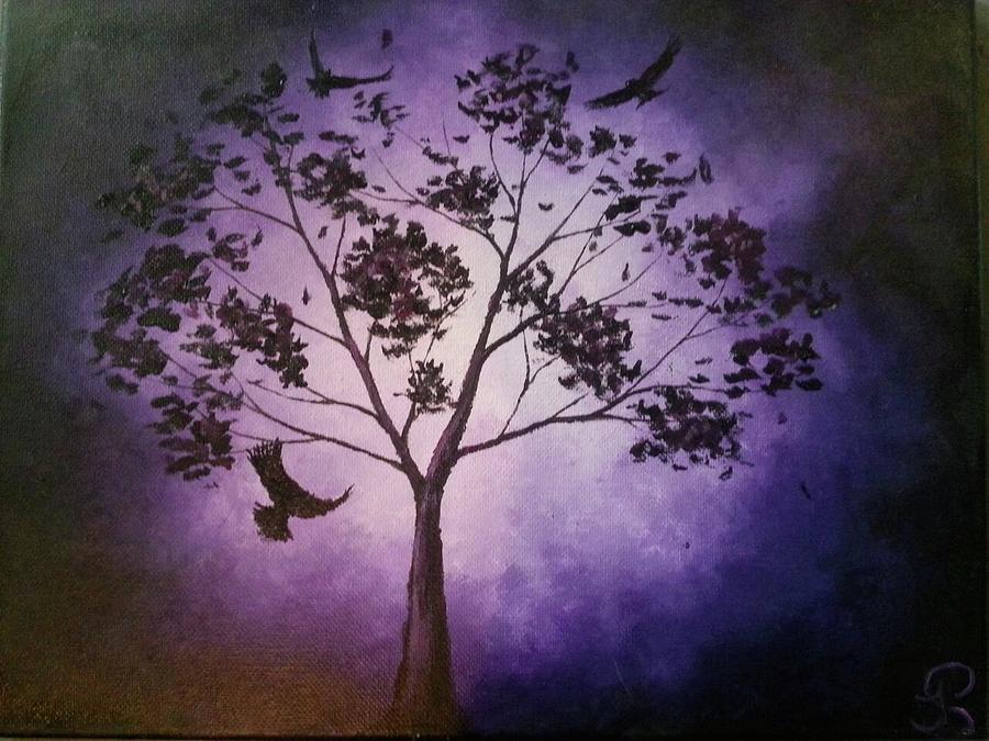 Tree Raven Painting by Jen Shearer