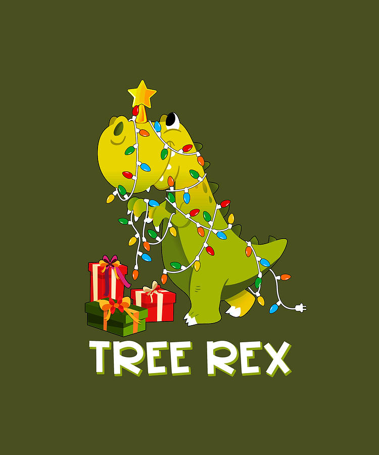 Tree Rex Saurus Christmas Tree Merry Xmas Holiday Gift Digital Art by Felix