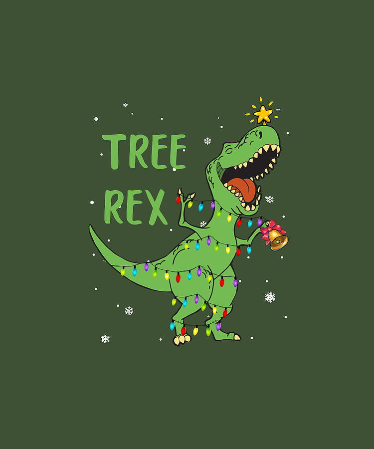 Tree Rex Trex Christmas Tree Holiday Tshirt Digital Art by Felix - Fine ...