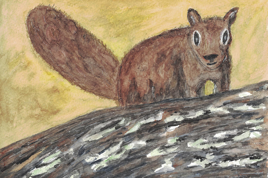 Tree Squirrel Painting by Mary M Collins