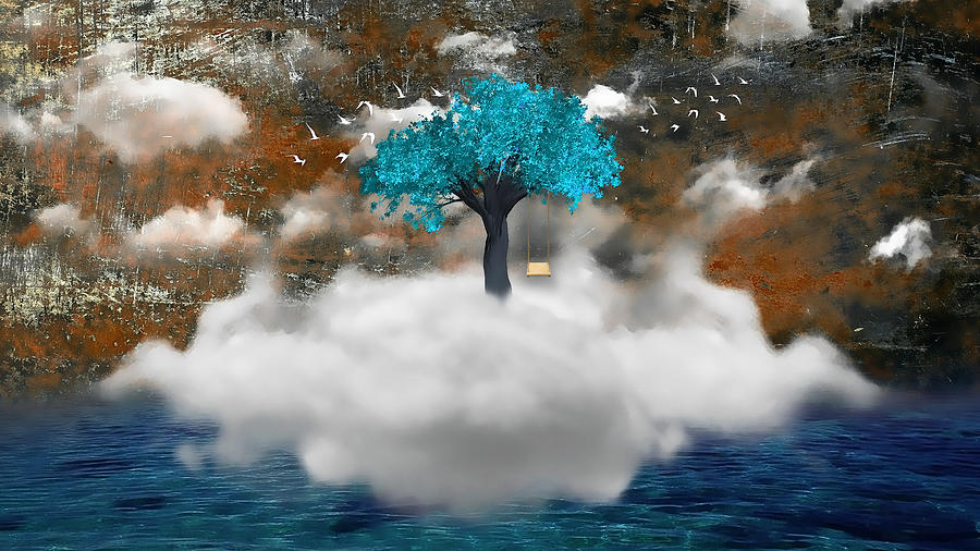 Tree Swing On A Cloud Mixed Media by Marvin Blaine