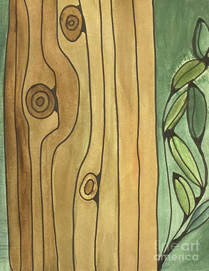 Tree Trunk and Leaves Mixed Media by Lisa Neuman