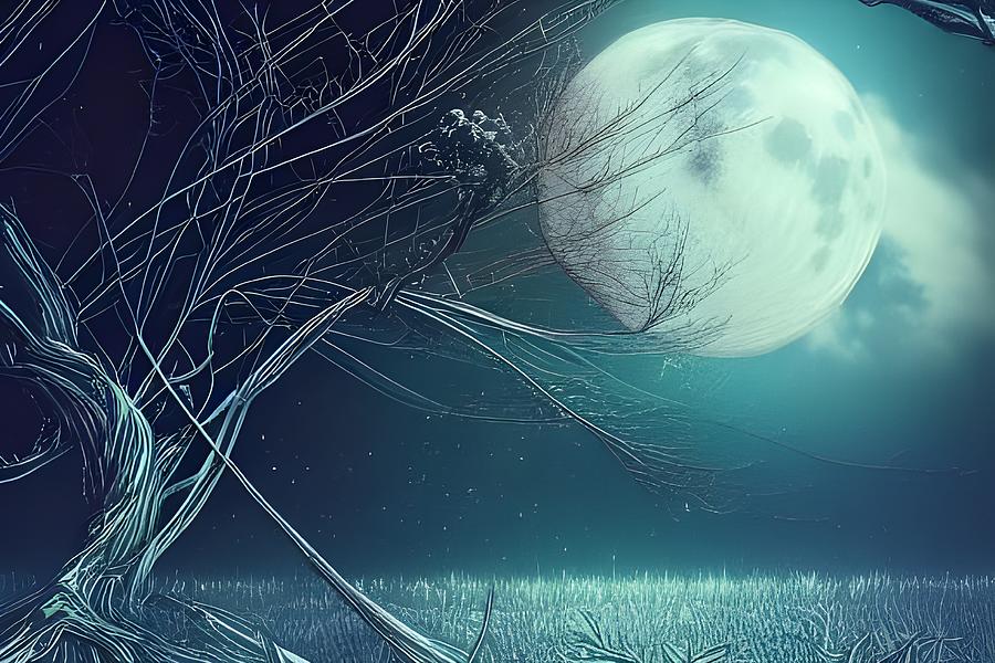 Tree With Moon Digital Art by Beverly Read