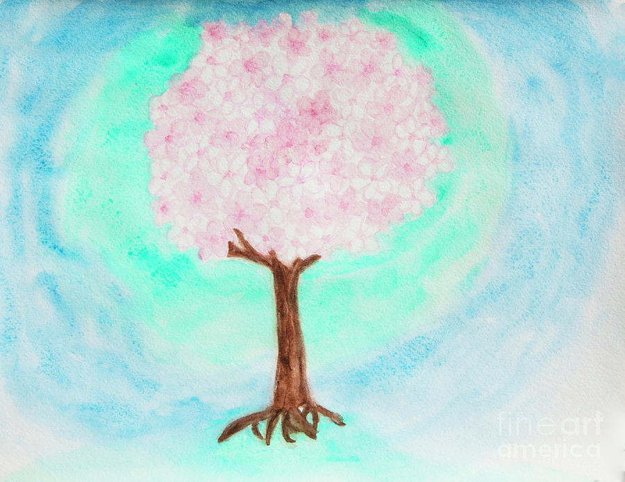 Tree with pink and white flowers Painting by Irina Afonskaya