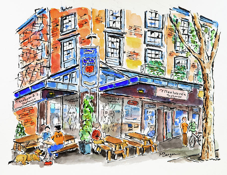 Treebeerds Taphouse Drawing by Mike Bergen