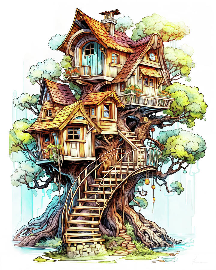 Treehouse 2 Digital Art by Frances Miller