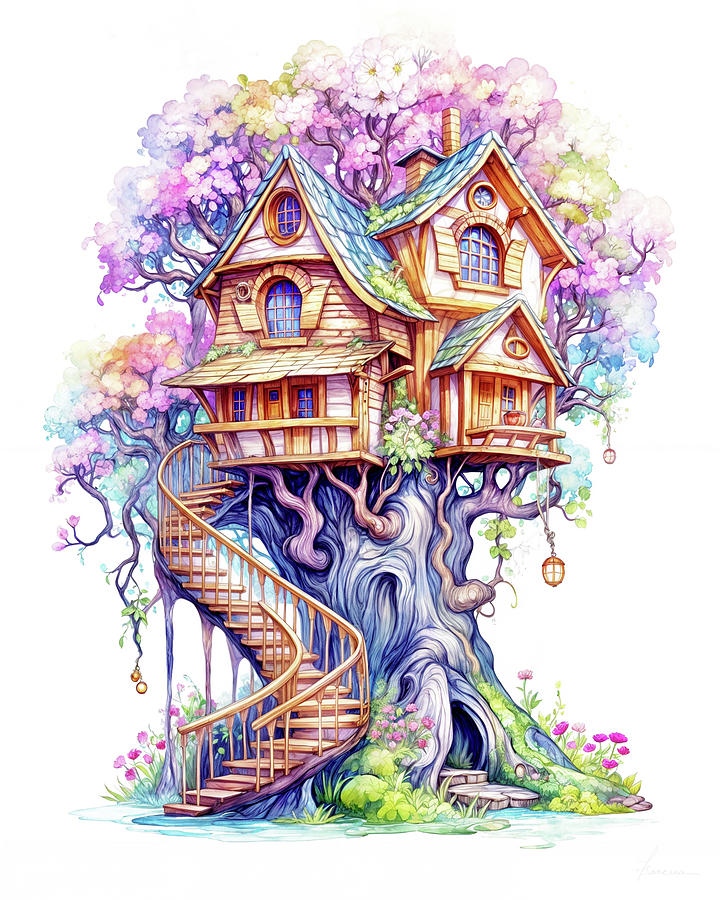 Treehouse 3 Digital Art by Frances Miller