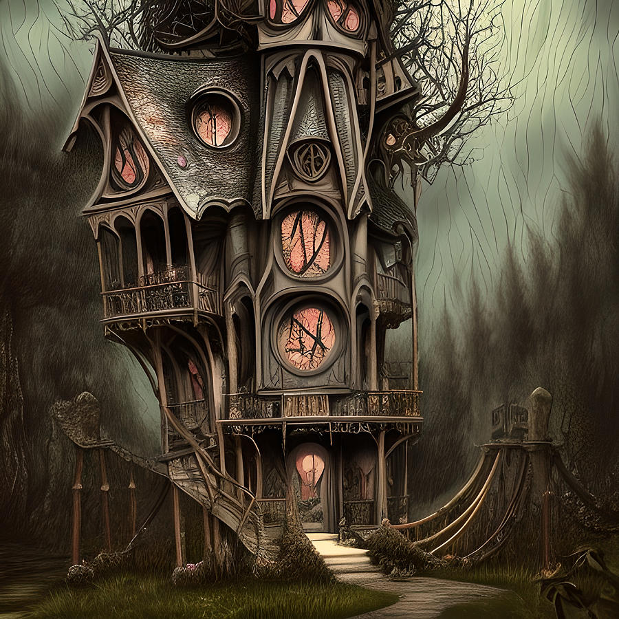 Treehouse Fantasy Backyard Getaway vs9 Digital Art by Bella Frenchy ...